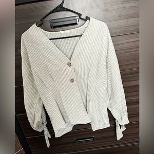 Mint green white striped dress shirt